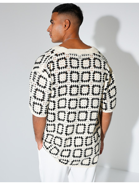 Chemise ajourée à motifs