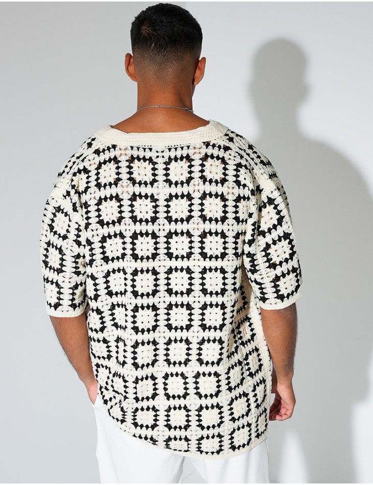 Chemise ajourée à motifs