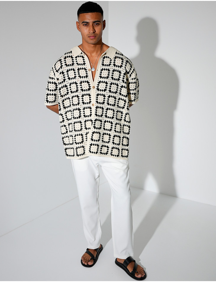 Chemise ajourée à motifs