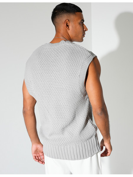 T-shirt sans manches & col V en maille