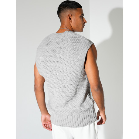 T-shirt sans manches & col V en maille