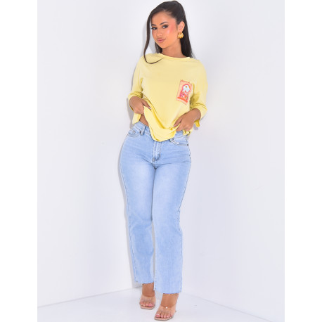 High-waisted mom jeans with light wash