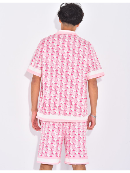 Ensemble short et chemise à motifs géométriques