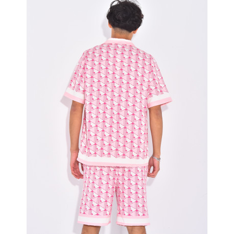 Ensemble short et chemise à motifs géométriques