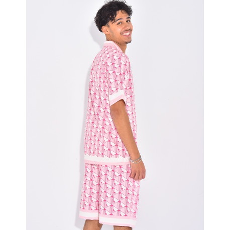 Ensemble short et chemise à motifs géométriques