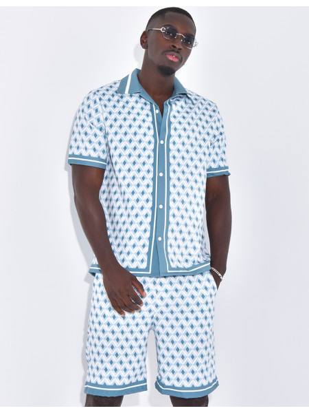 Ensemble short et chemise à motifs géométriques