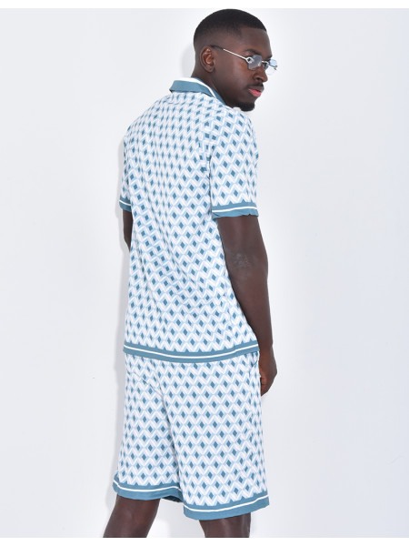 Ensemble short et chemise à motifs géométriques