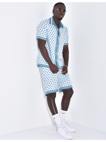 Ensemble short et chemise à motifs géométriques