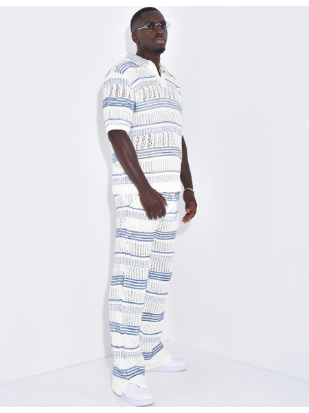 Ensemble pantalon et polo ajouré