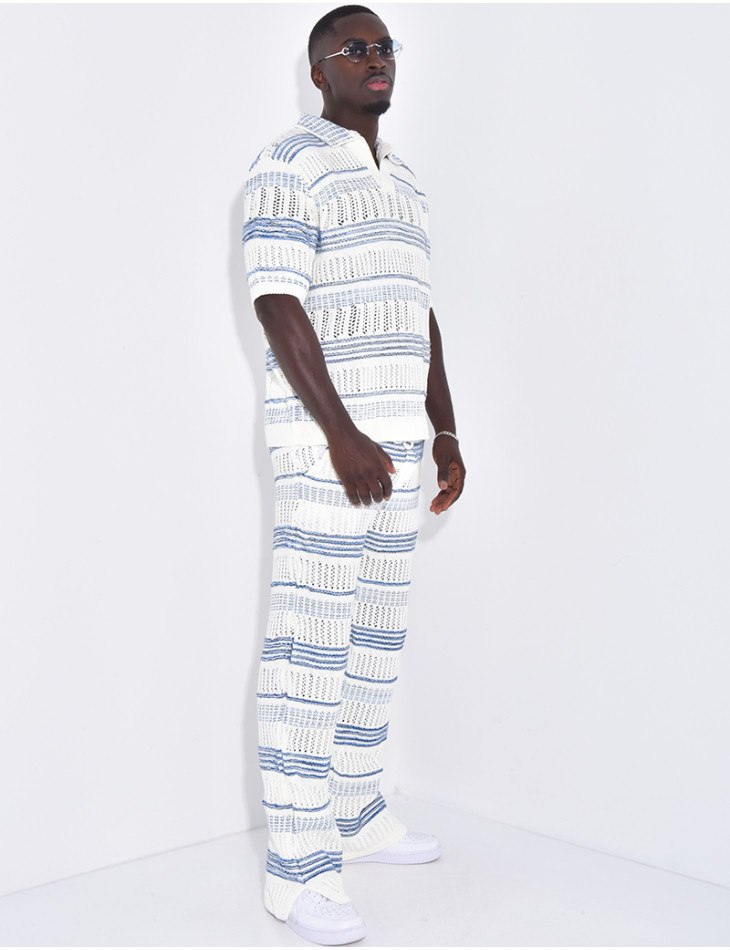 Ensemble pantalon et polo ajouré