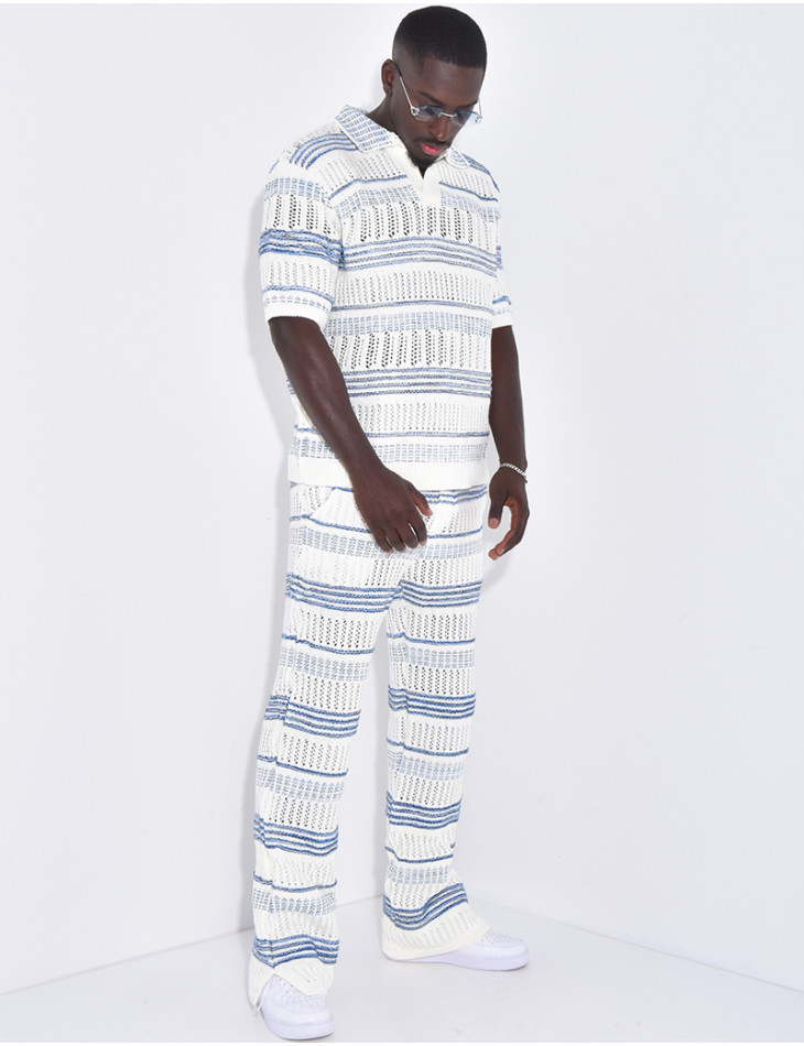 Ensemble pantalon et polo ajouré