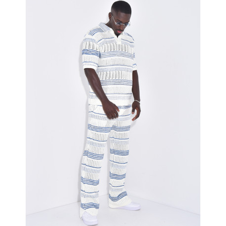 Ensemble pantalon et polo ajouré