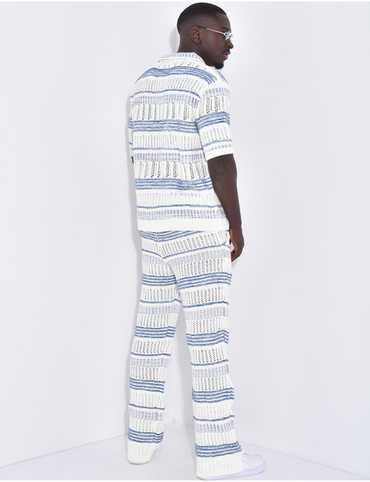 Ensemble pantalon et polo ajouré