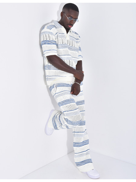 Ensemble pantalon et polo ajouré