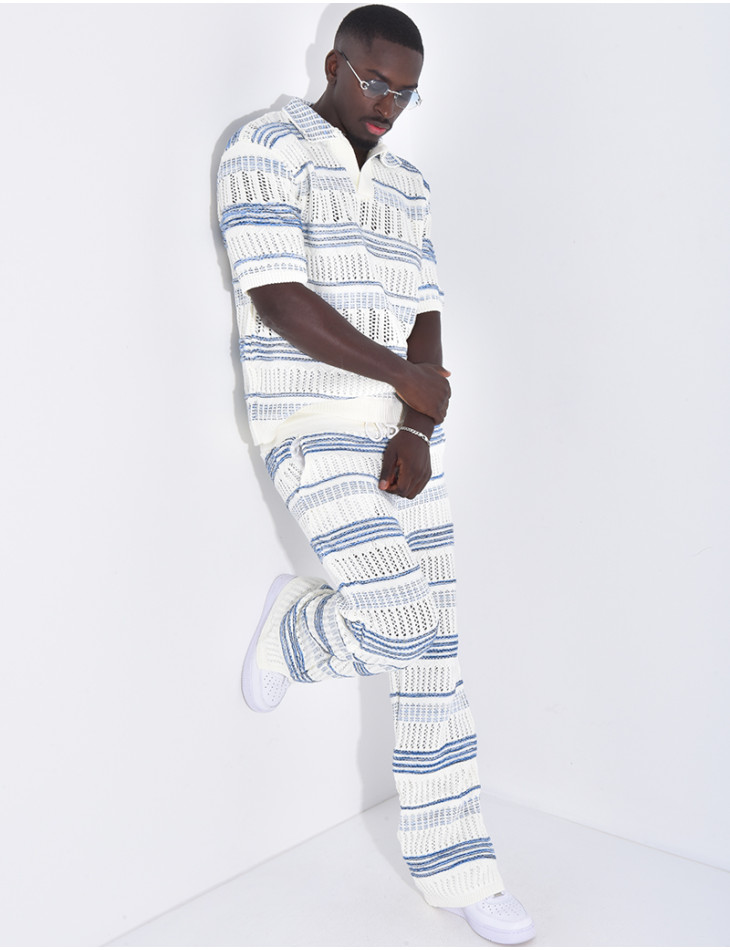 Ensemble pantalon et polo ajouré