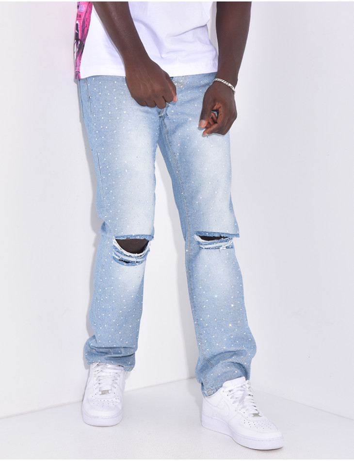jeans homme à strass