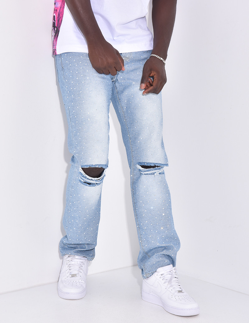 jeans homme à strass