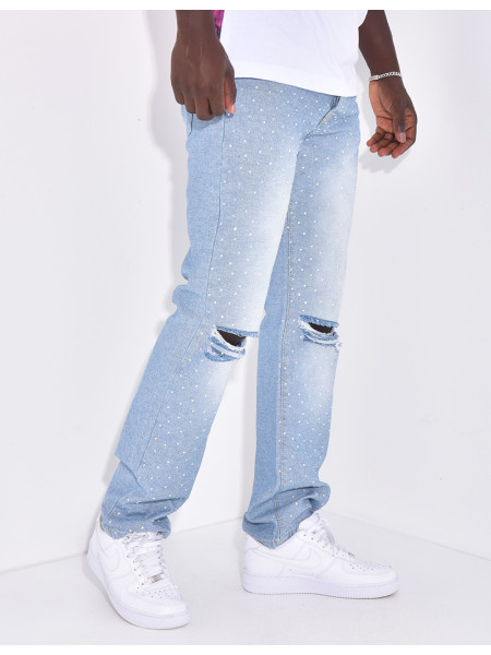 jeans homme à strass