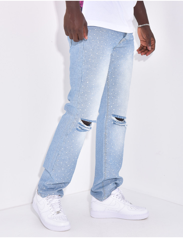 jeans homme à strass