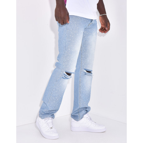 jeans homme à strass