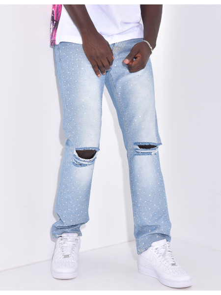 jeans homme à strass
