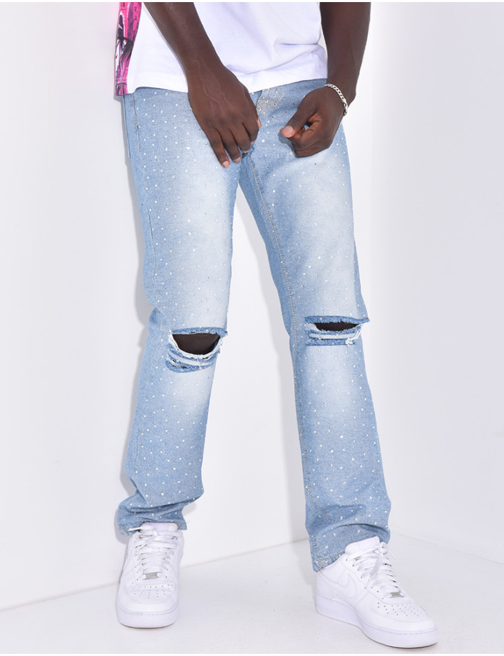 jeans homme à strass
