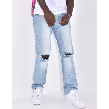 jeans homme à strass