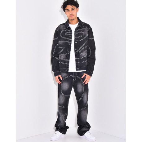 Ensemble en jeans à surpiqures