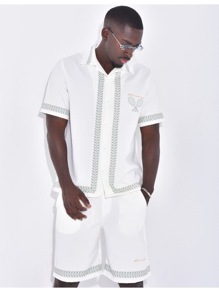 Ensemble shortet chemises à imprimé olivier