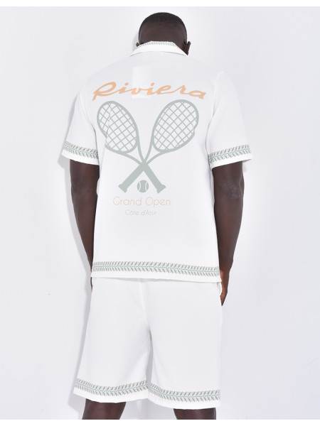 Ensemble shortet chemises à imprimé olivier