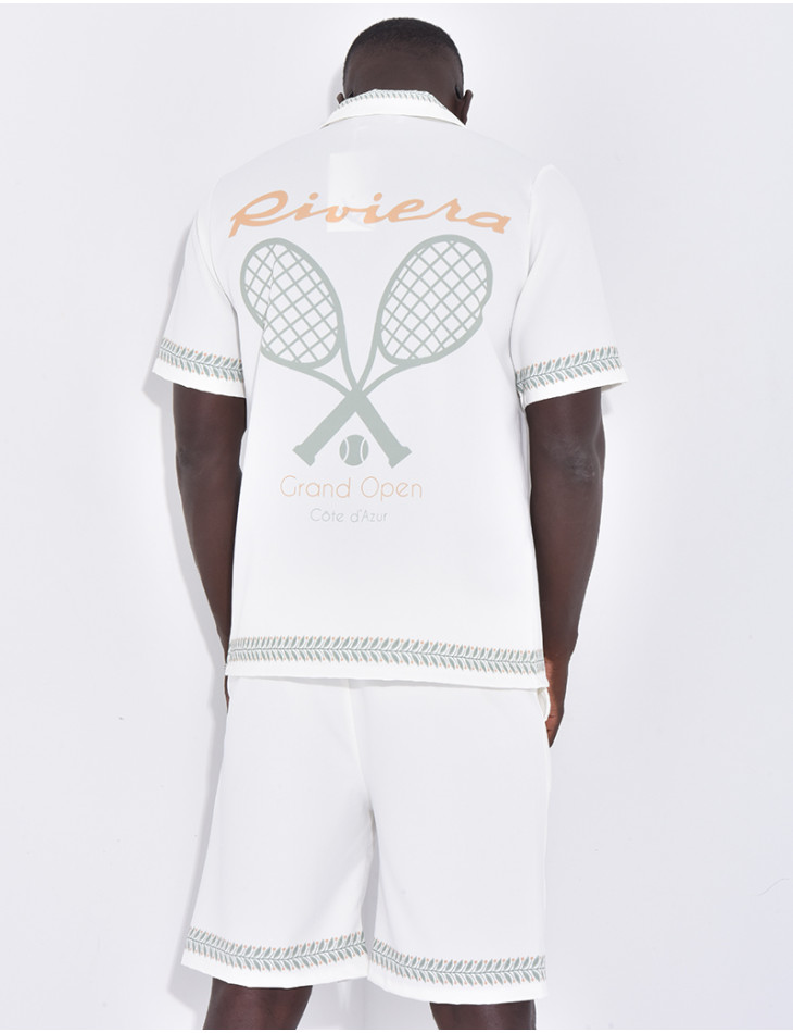 Ensemble shortet chemises à imprimé olivier