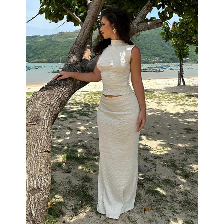 Set aus langem Rock und strukturiertem ärmellosem Top