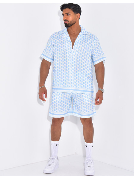 Ensemble short et chemise à motifs géométriques