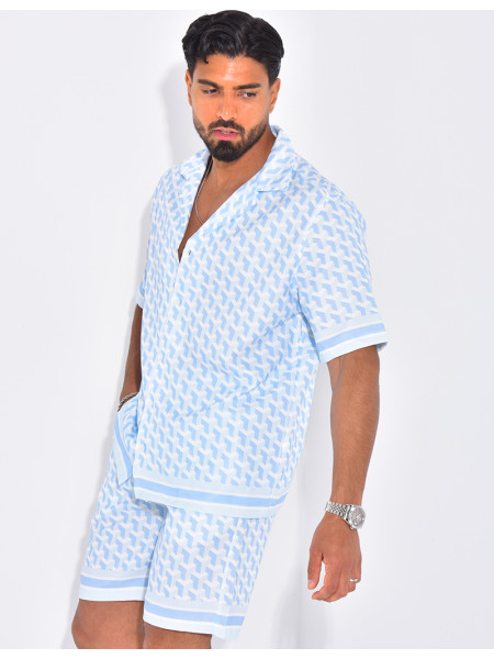 Ensemble short et chemise à motifs géométriques