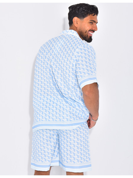 Ensemble short et chemise à motifs géométriques