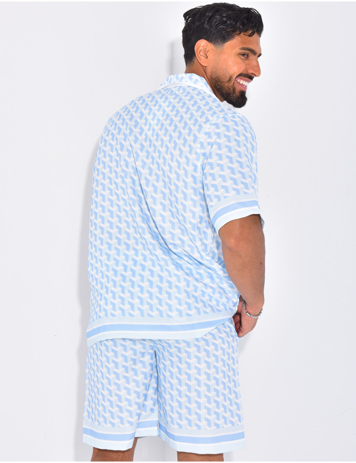 Ensemble short et chemise à motifs géométriques
