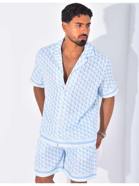 Ensemble short et chemise à motifs géométriques