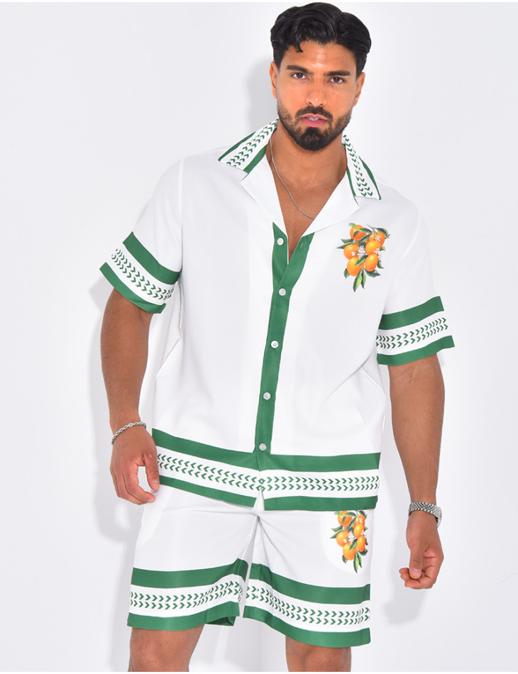 Ensemble short et chemise oranger