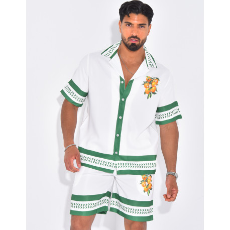 Ensemble short et chemise oranger