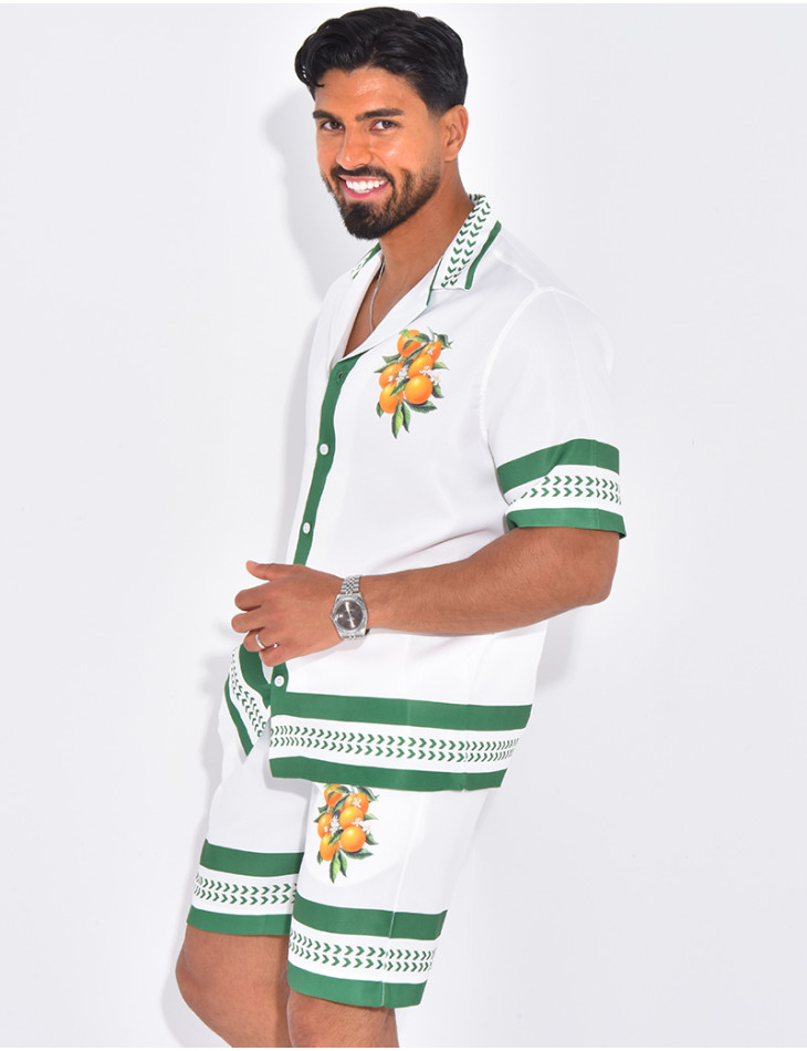 Ensemble short et chemise oranger