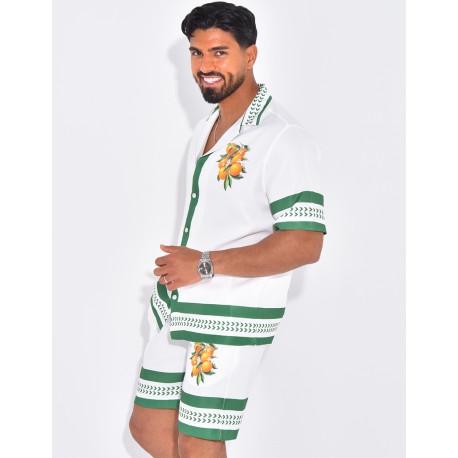 Ensemble short et chemise oranger