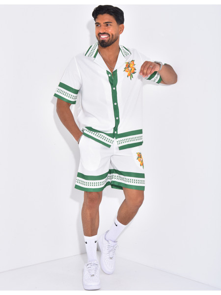 Ensemble short et chemise oranger