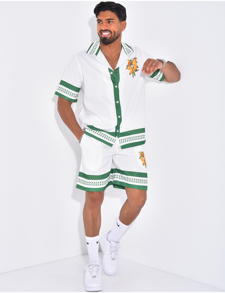 Ensemble short et chemise oranger