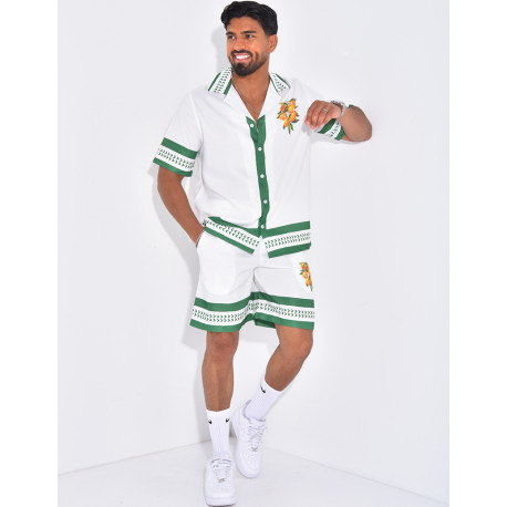 Ensemble short et chemise oranger