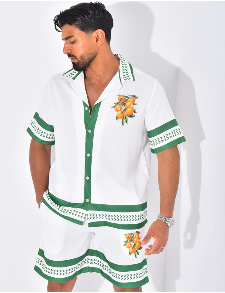 Ensemble short et chemise oranger