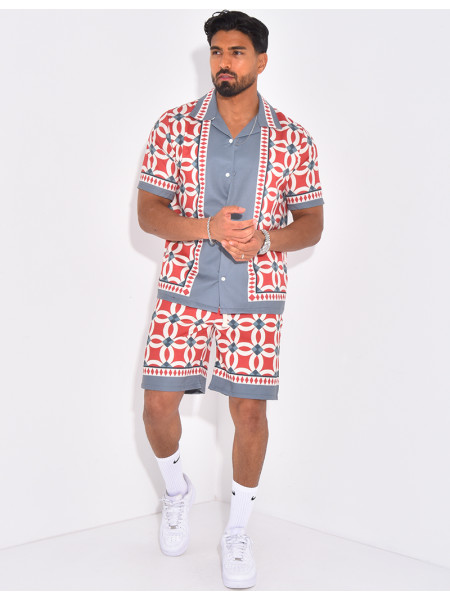 Ensemble short et chemise à motifs