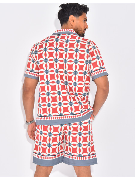 Ensemble short et chemise à motifs
