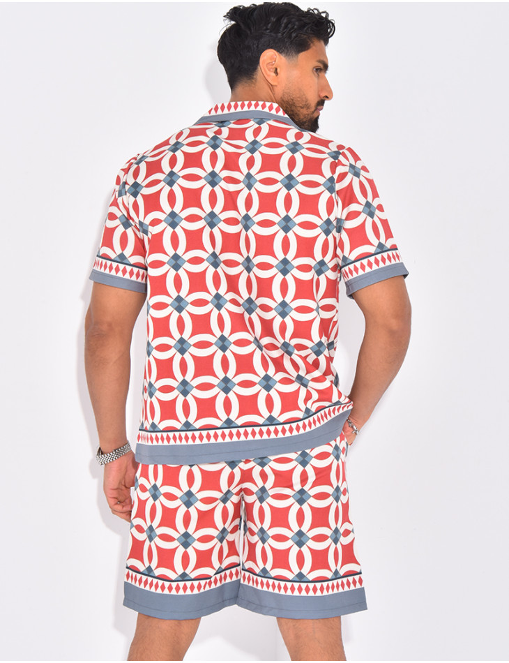 Ensemble short et chemise à motifs