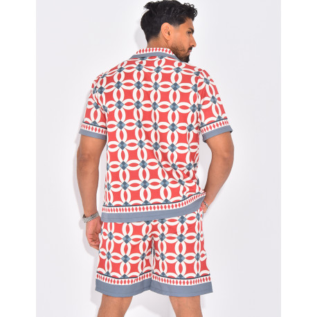 Ensemble short et chemise à motifs