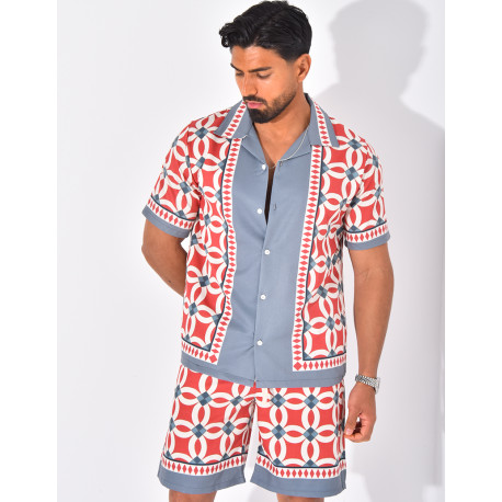 Ensemble short et chemise à motifs